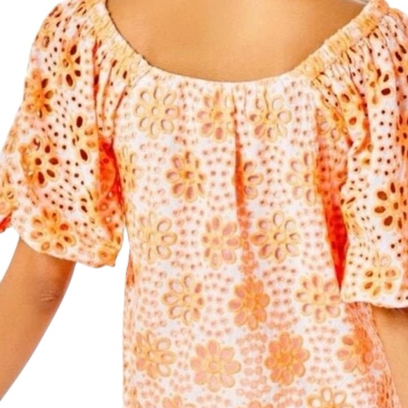 Lily Pulitzer Kerrigan cantaloupe Flutter Sleeve Eyelet top - Picture 3 of 16